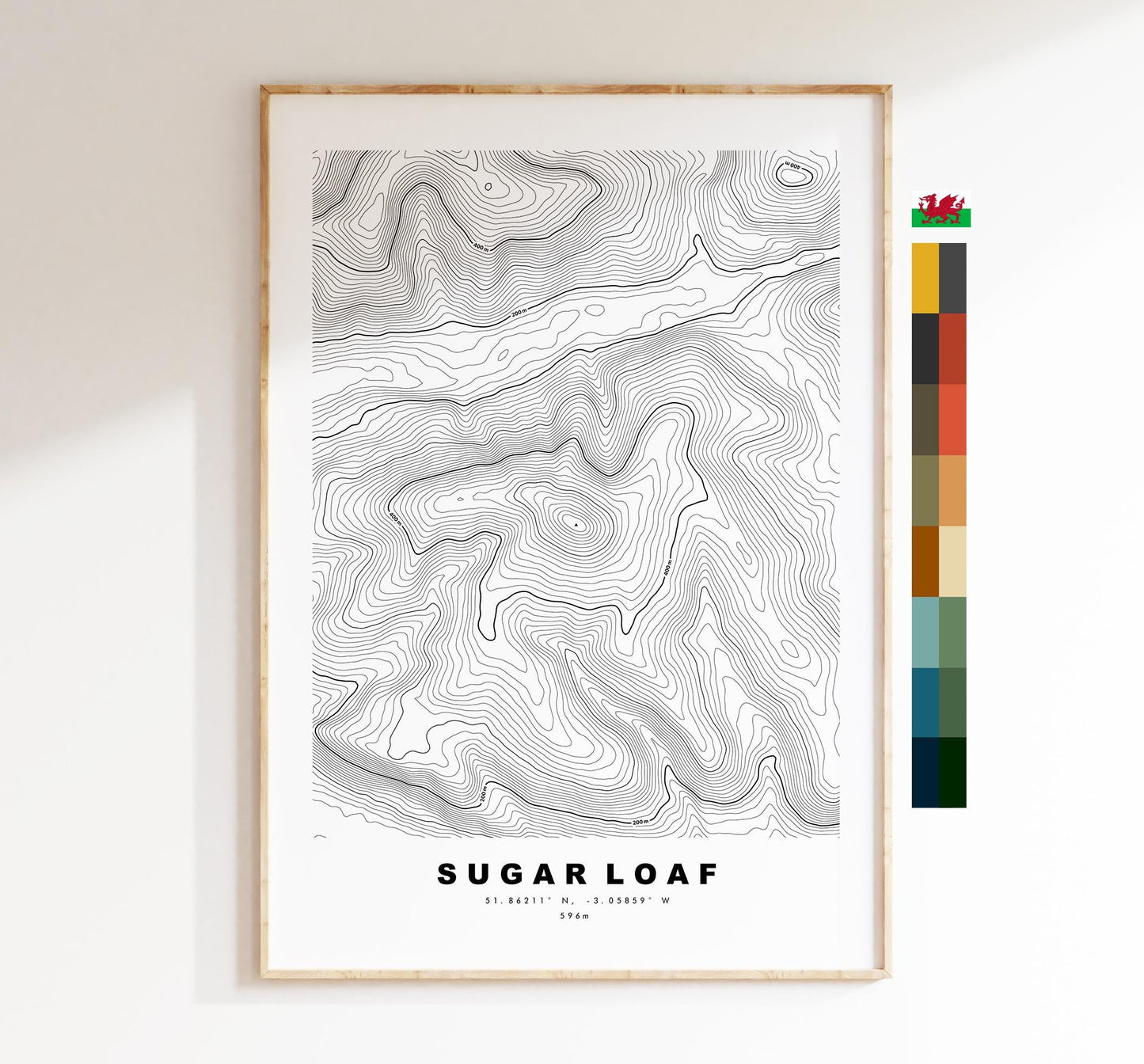 Sugar Loaf Print - Contour Map - Monmouthshire - Wales - Topographic Map - Print - Poster - Wall Art - Sugar Loaf Poster - The Sugar Loaf