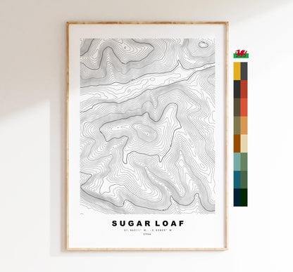 Sugar Loaf Print - Contour Map - Monmouthshire - Wales - Topographic Map - Print - Poster - Wall Art - Sugar Loaf Poster - The Sugar Loaf