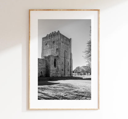 Portchester Castle Photography Print - Hampshire Photography Prints - Wall Art -  Frame and Canvas Options - Black and White - Portrait - UK