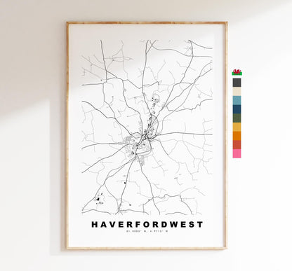 Haverfordwest Map Print - Minimalist City Map Poster - Map Art - Wales - UK - Haverfordwest Print - Poster - Different Colours Available