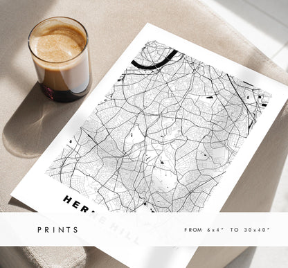 Herne Hill Map Print - Minimalist City Map Poster - Map Art - UK - Herne Hill Print - Herne Hill, London - Different Colours Available