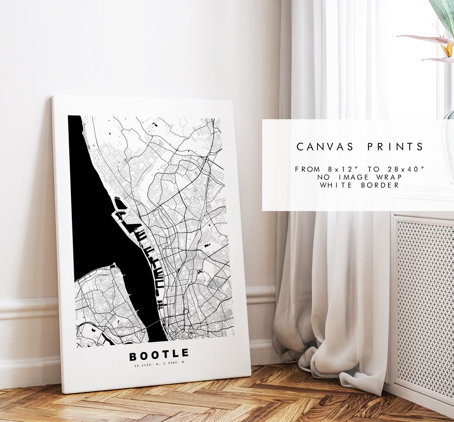 Bootle Map Print - Minimalist City Map Poster - Map Art - UK - Bootle Print - Bootle Poster - Different Colours Available