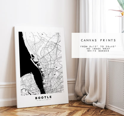 Bootle Map Print - Minimalist City Map Poster - Map Art - UK - Bootle Print - Bootle Poster - Different Colours Available