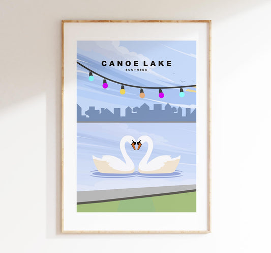 Canoe Lake Travel Poster - Wall Art Print - Southsea and Portsmouth Travel Posters - Minimalist Retro Style - Prints or Framed Prints