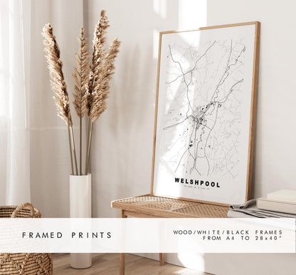 Welshpool Map Print - Minimalist City Map Poster - Map Art - Wales - UK - Welshpool Print - Welshpool Poster - Different Colours Available