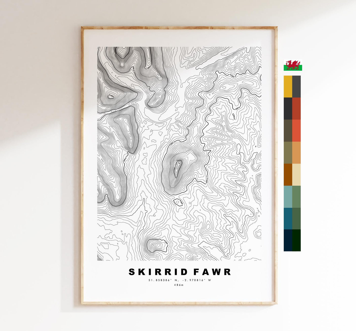 Skirrid Fawr Print - Contour Map - Monmouthshire - Wales - Topographic Map - Print - Poster - Wall Art - Skirrid Poster - Ysgyryd Fawr