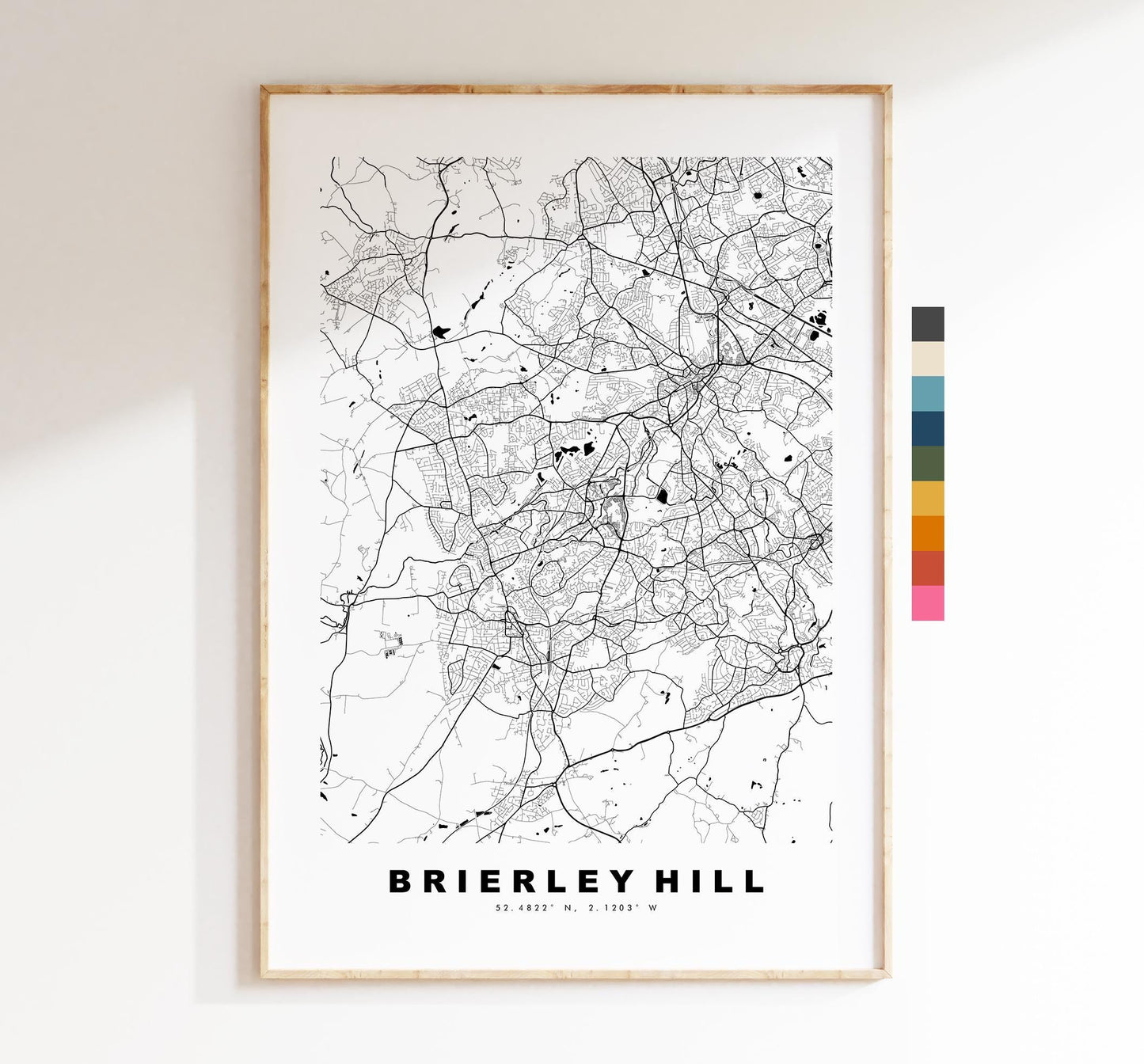 Brierley Hill Map Print - Minimalist City Map Poster - Map Art - UK - Brierley Hill Print - West Midlands - Different Colours Available