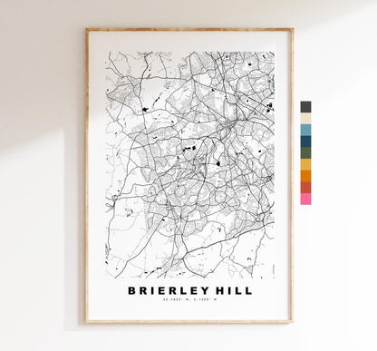Brierley Hill Map Print - Minimalist City Map Poster - Map Art - UK - Brierley Hill Print - West Midlands - Different Colours Available