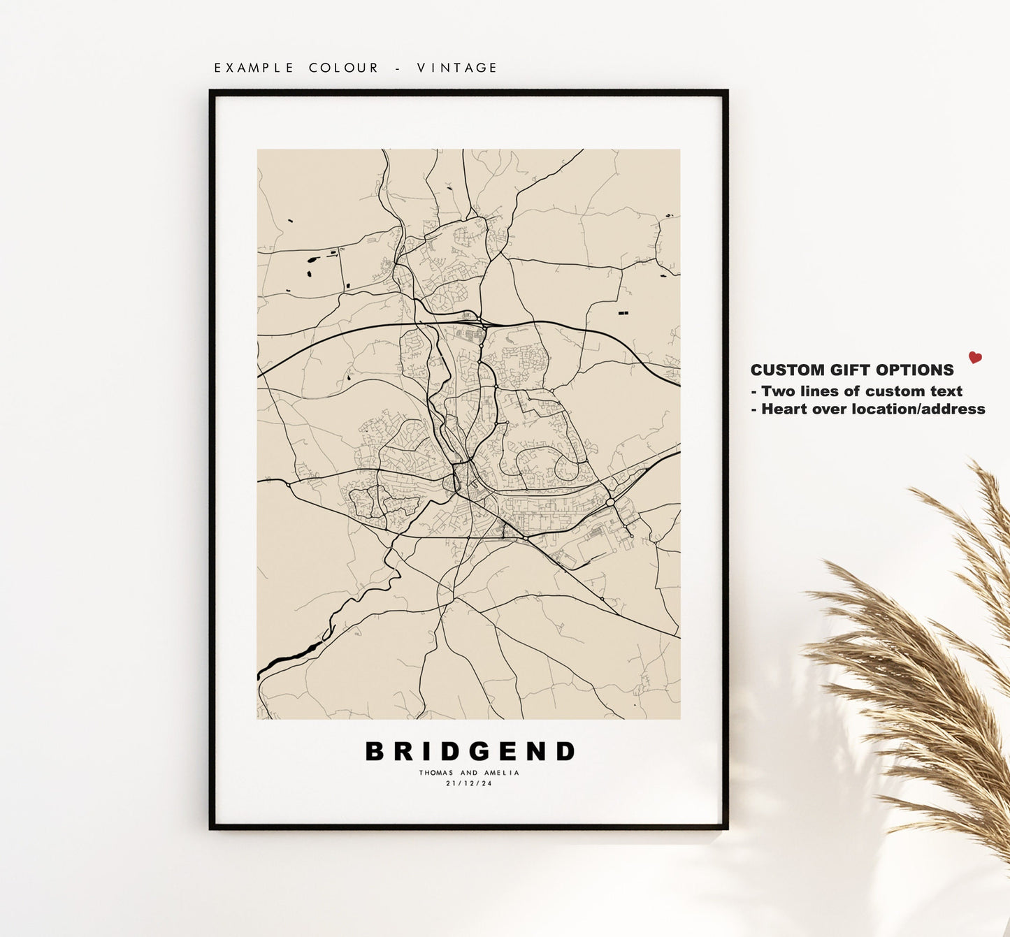 Bridgend Map Print - Minimalist City Map Poster - Map Art - Wales - UK - Bridgend Print - Bridgend Poster - Different Colours Available
