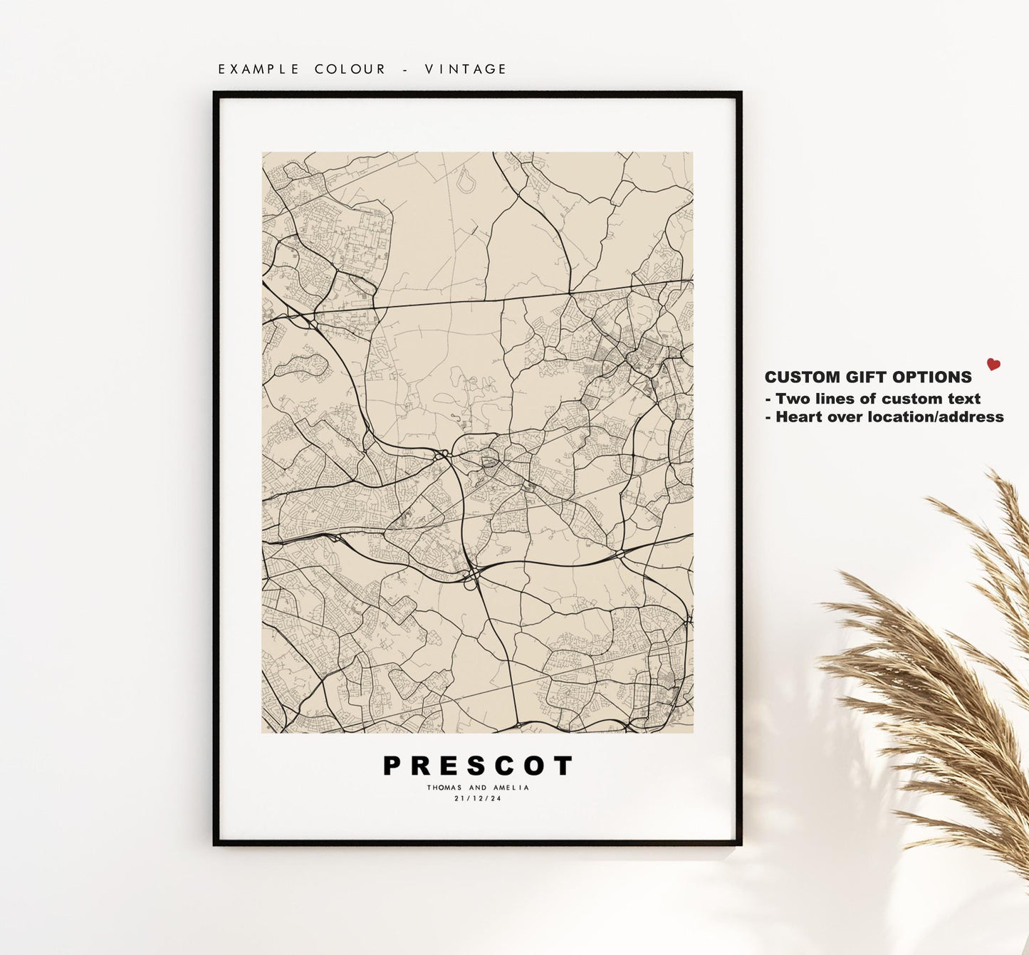 Prescot Map Print - Minimalist City Map Poster - Map Art - UK - Prescot Print - Prescot, Merseyside - Different Colours Available