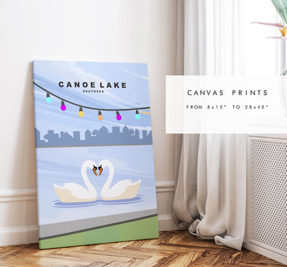 Canoe Lake Travel Poster - Wall Art Print - Southsea and Portsmouth Travel Posters - Minimalist Retro Style - Prints or Framed Prints