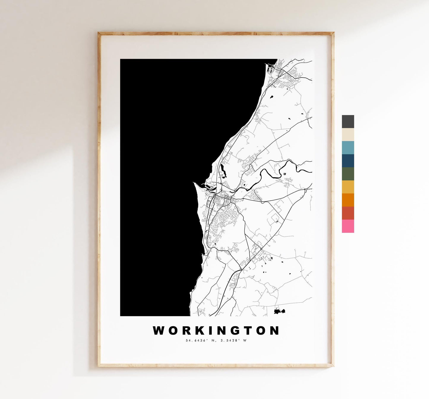 Workington Map Print - Minimalist City Map Poster - Map Art - UK - Workington Print - Workington, Cumbria - Different Colours Available