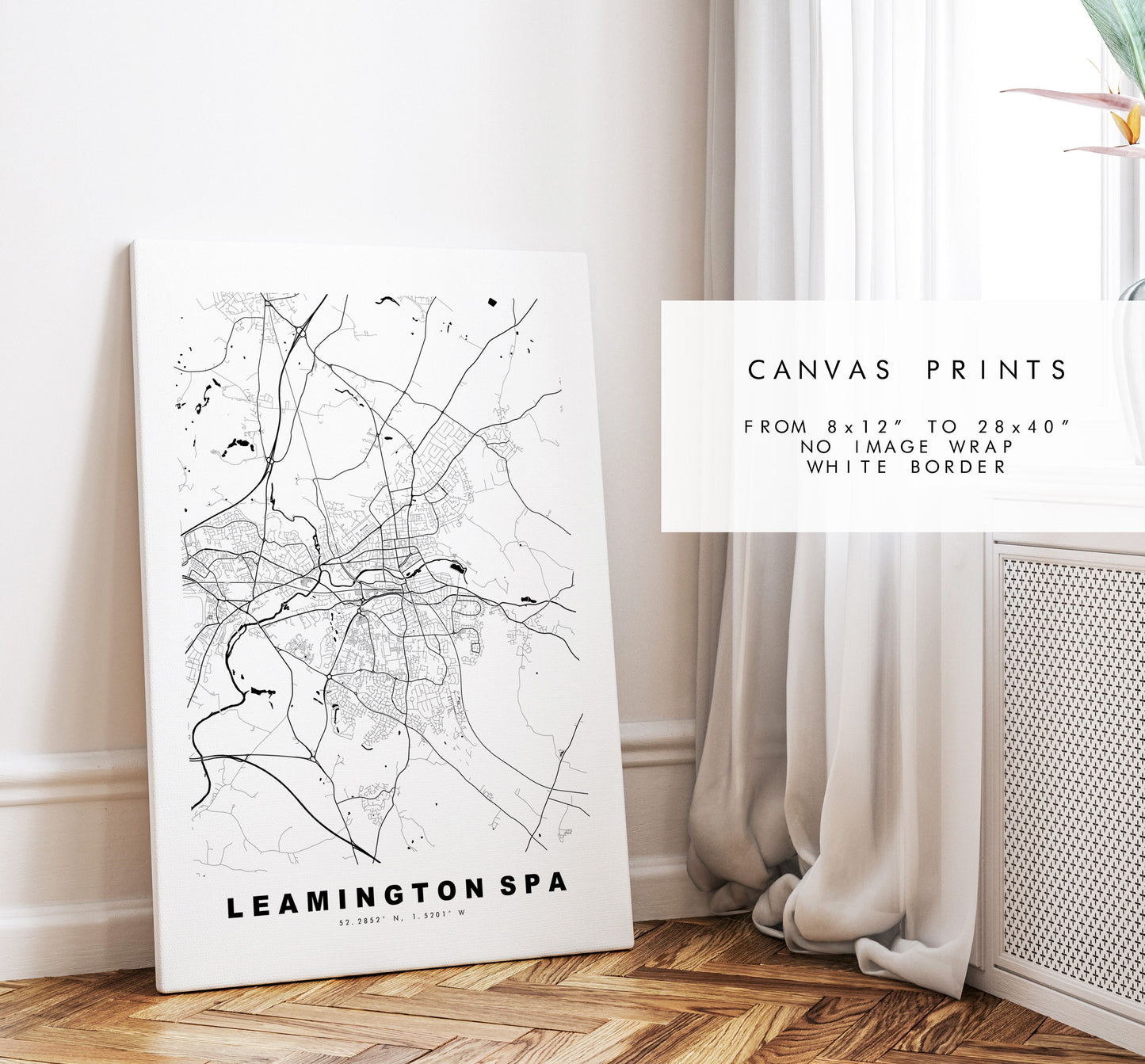 Leamington Spa Map Print - Minimalist City Map Poster - Map Art - UK - Leamington Spa Print - Poster - Different Colours Available