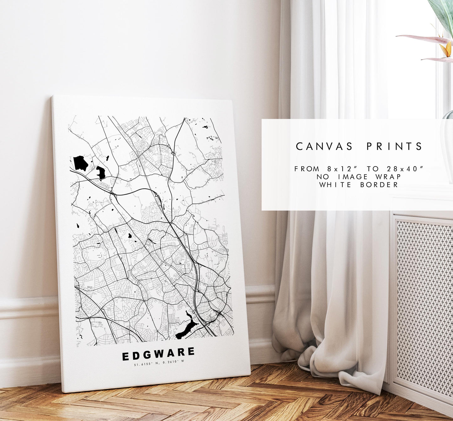 Edgware Map Print - Minimalist City Map Poster - Map Art - UK - Edgware Print - Edgware, London - Different Colours Available