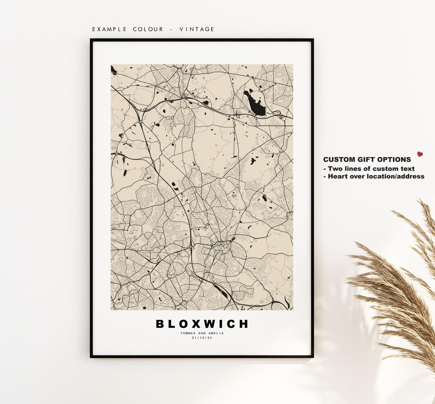 Bloxwich Map Print - Minimalist City Map Poster - Map Art - UK - Bloxwich Print - Bloxwich, West Midlands - Different Colours Available