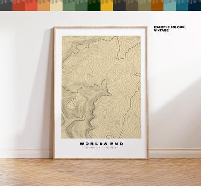 World's End Print - Contour Map - Eglwyseg - Wales - Topographic Map - Print - Poster - Wall Art - Eglwyseg Valley - Map - Pen Draw'r Byd