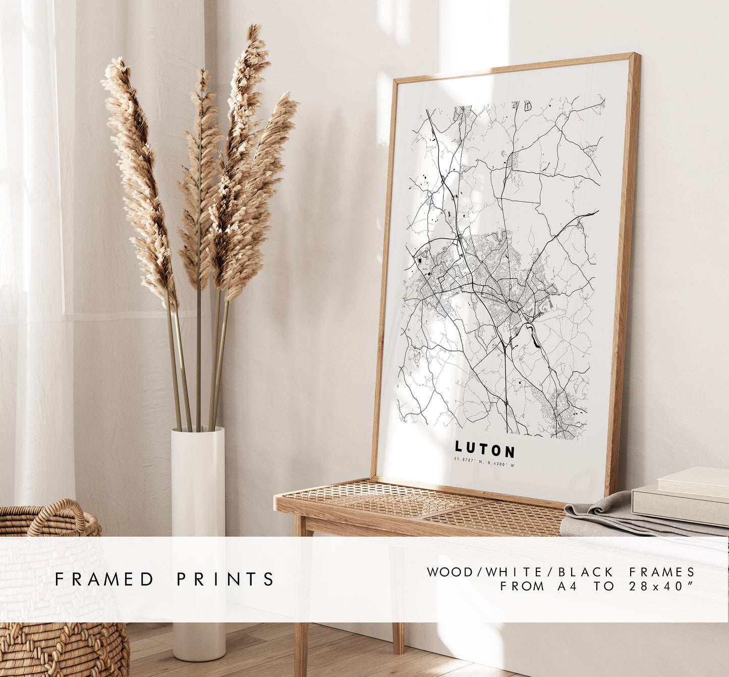 Luton Map Print - Minimalist City Map Poster - Map Wall Art - UK - Luton Print - Luton Poster - Different Colours Available