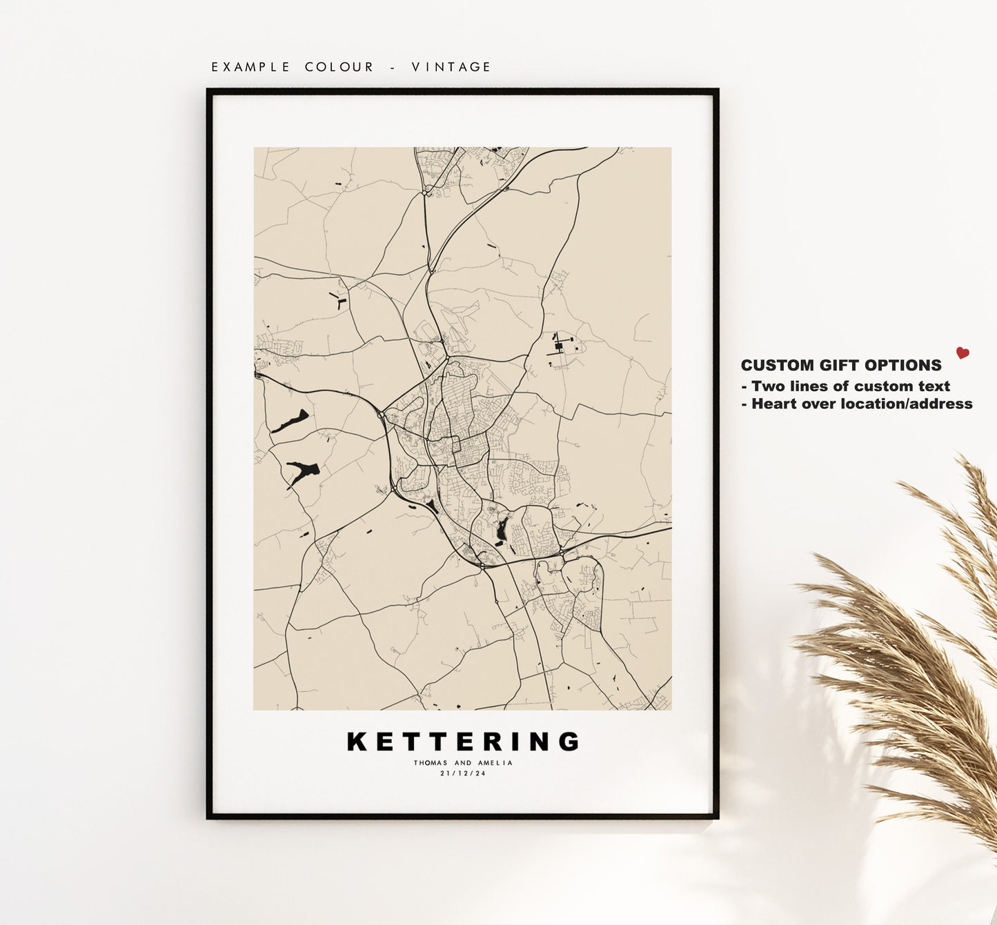 Kettering Map Print - Minimalist City Map Poster - Map Art - UK - Kettering Print - Kettering Poster - Different Colours Available