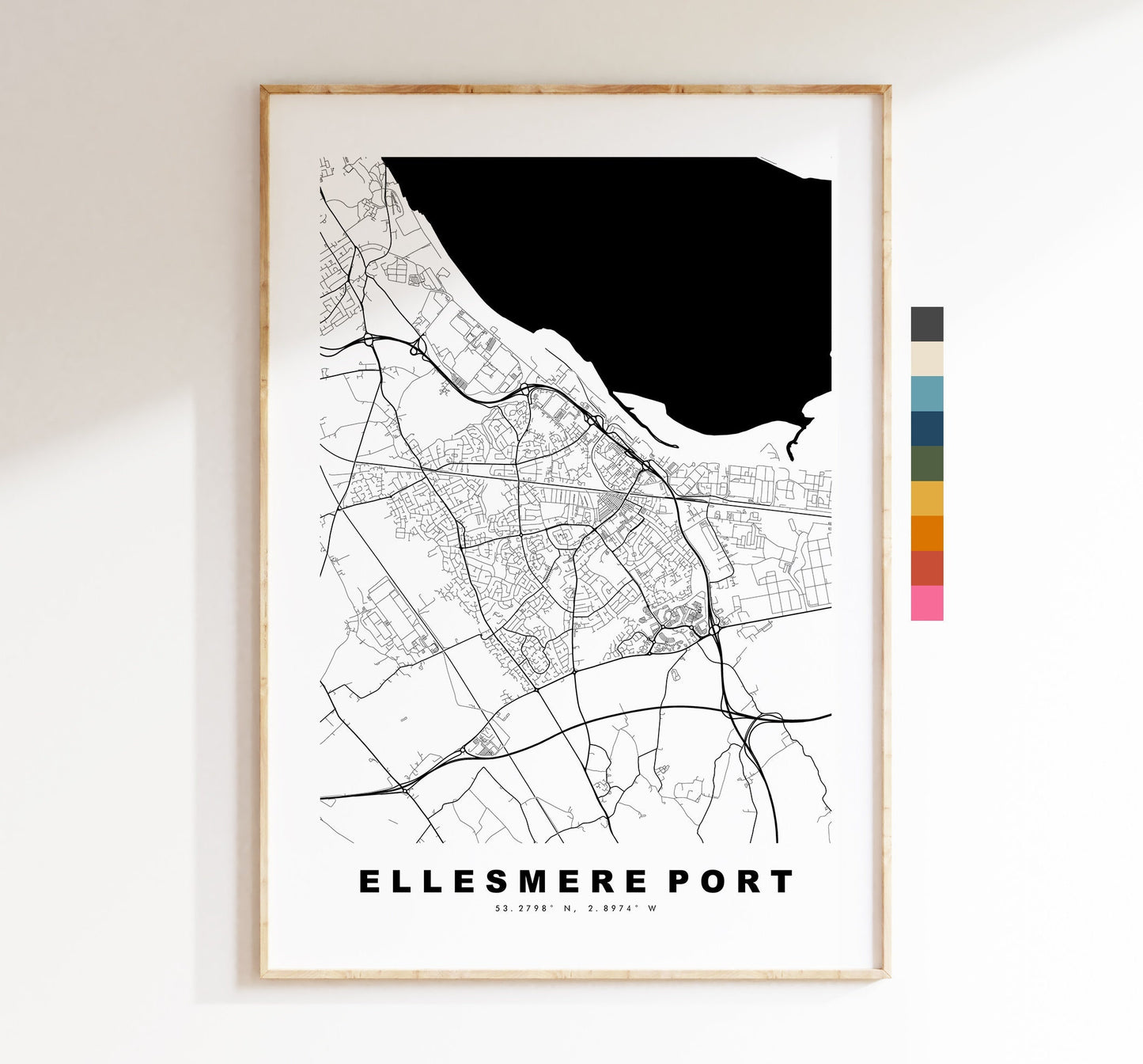 Ellesmere Port Map Print - Minimalist City Map Poster - Map Art - UK - Ellesmere Port Print - Ellesmere Poster - Different Colours Available