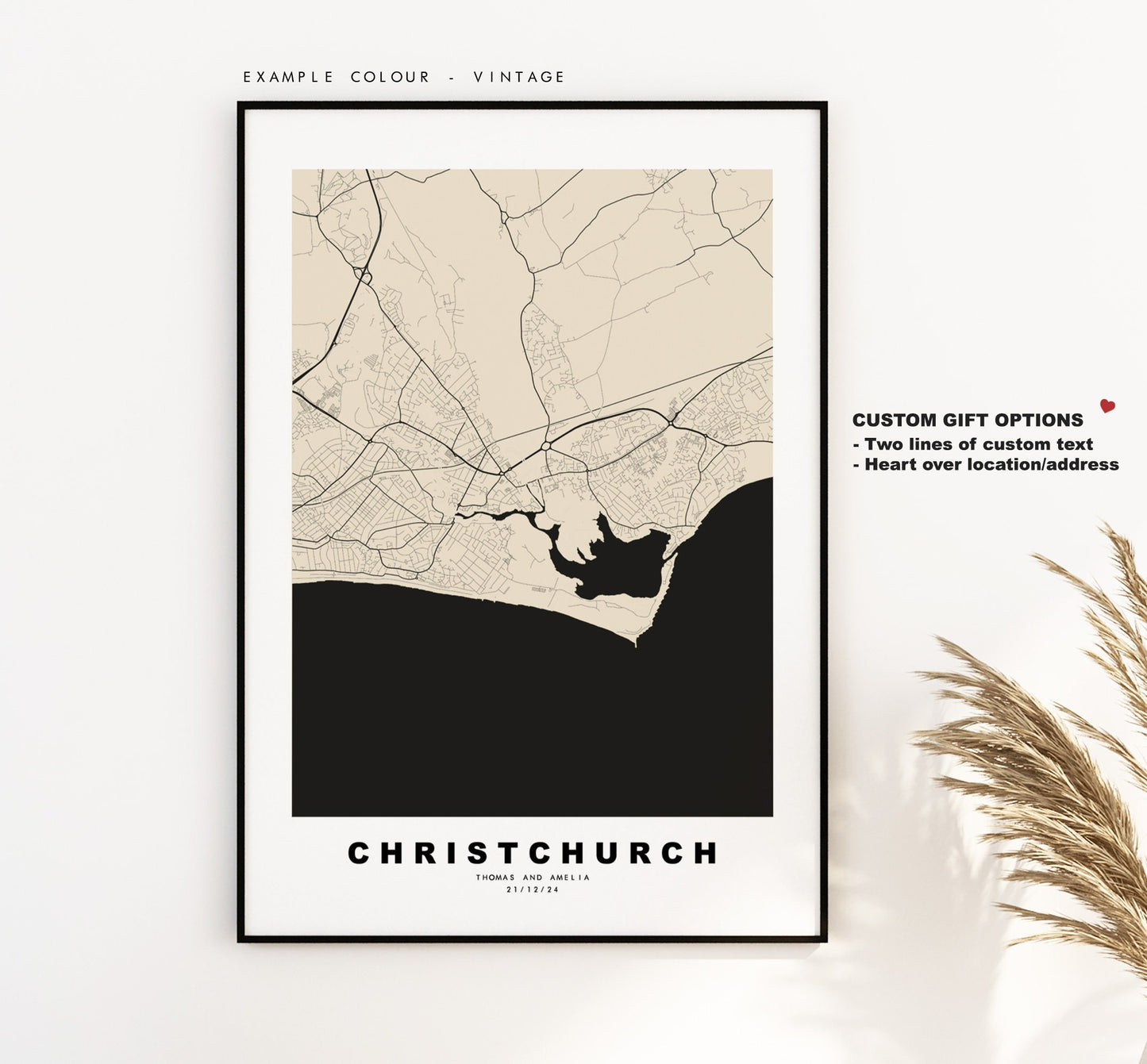 Christchurch Map Print - Minimalist City Map Poster - Map Art - UK - Christchurch Print - Christchurch Poster - Different Colours Available