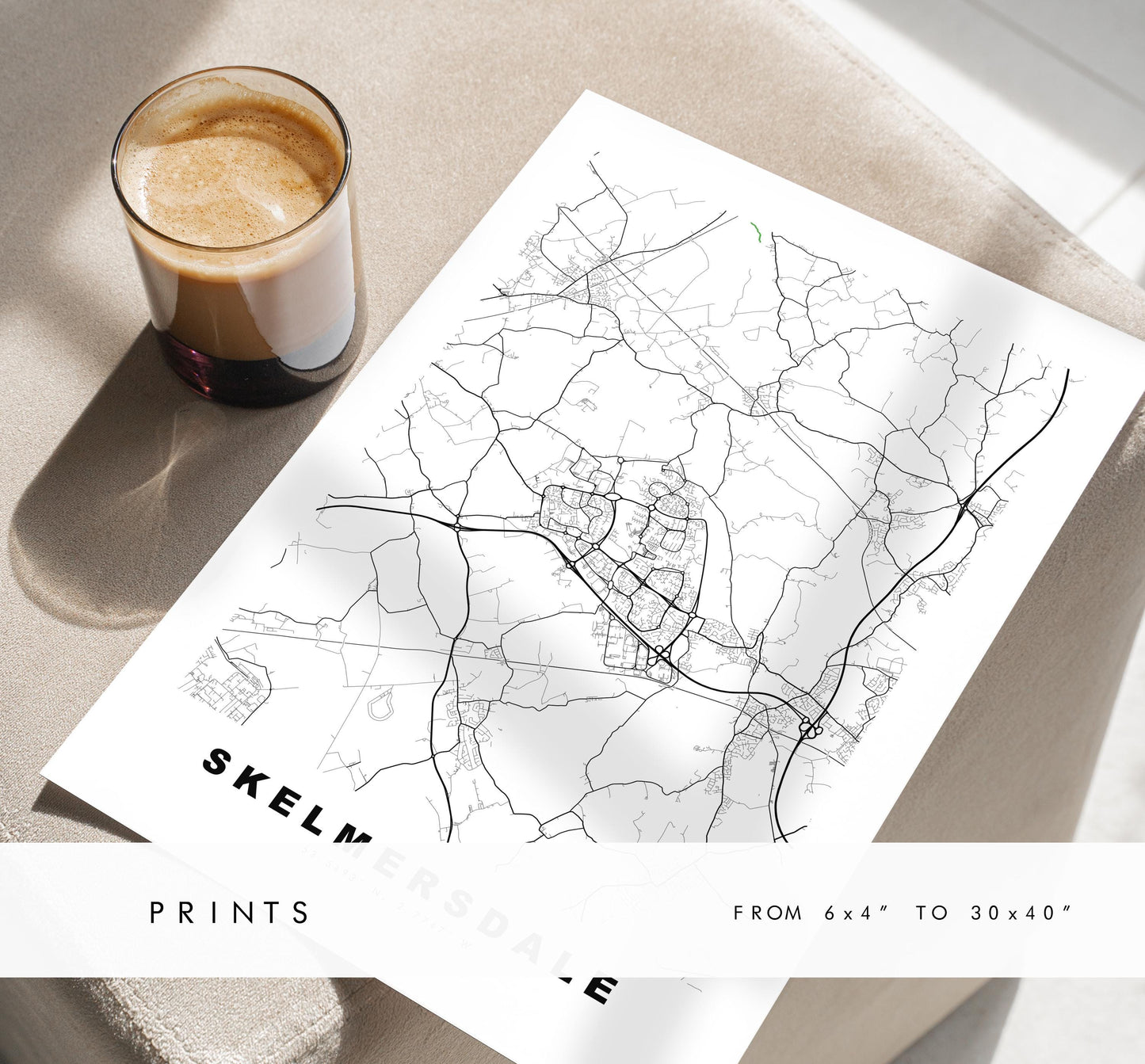 Skelmersdale Map Print - Minimalist City Map Poster - Map Art - UK - Skelmersdale Print - Lancashire - Different Colours Available