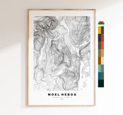 Moel Hebog Print - Contour Map - Snowdonia - Wales - Topographic Map - Print - Poster - Wall Art - Moel Hebog Poster - Bare Hill of the Hawk