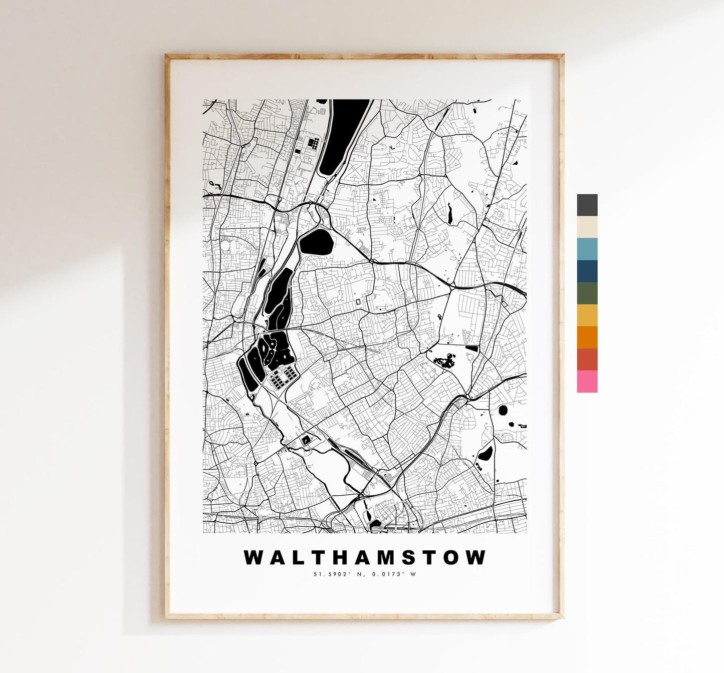 Walthamstow Map Print - Minimalist City Map Poster - Map Art - UK - Walthamstow Print - Walthamstow, London - Different Colours Available