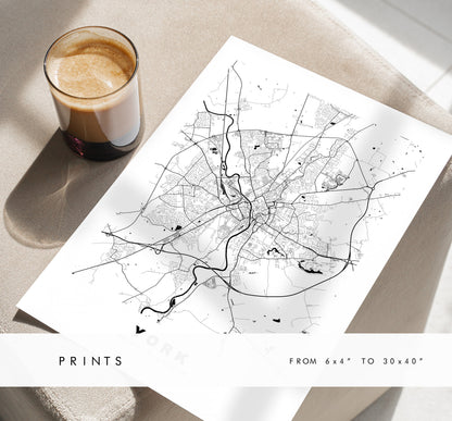 York Map Print - Minimalist City Map Poster - Map Art - UK - York Print - York Poster - Different Colours Available