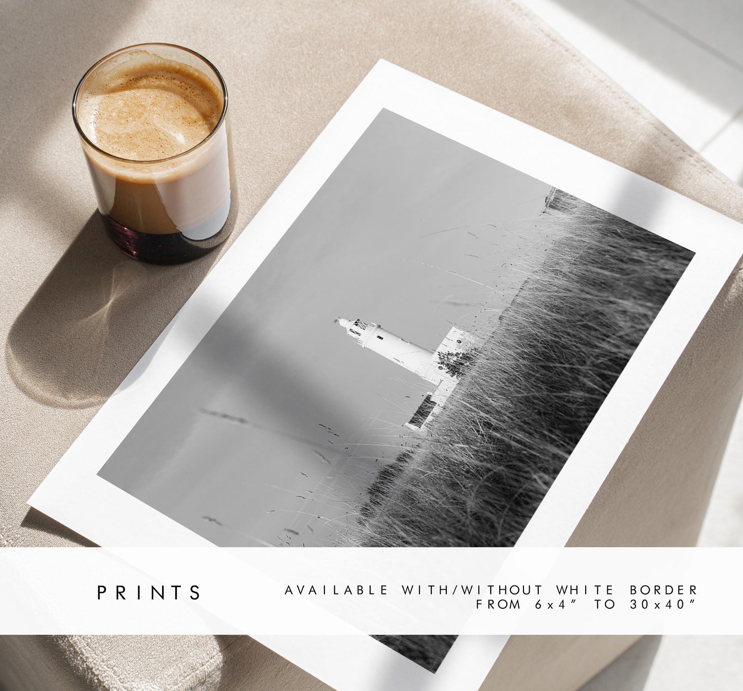 Lighthouse Black and White Photography Print - Hampshire Photography Prints - Wall Art -  Frame and Canvas Options - Landscape  - UK