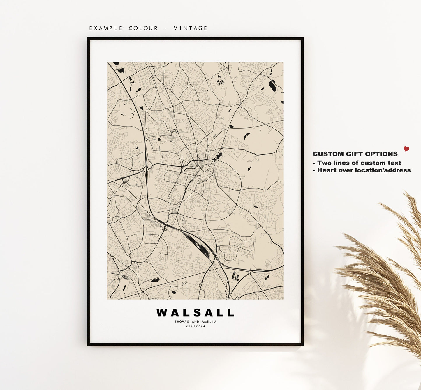 Walsall Map Print - Minimalist City Map Poster - Map Art - UK - Walsall Print - Walsall Poster - Different Colours Available