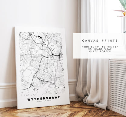Wythenshawe Map Print - Minimalist City Map Poster - Map Art - UK - Wythenshawe Print - Wythenshawe Poster - Different Colours Available