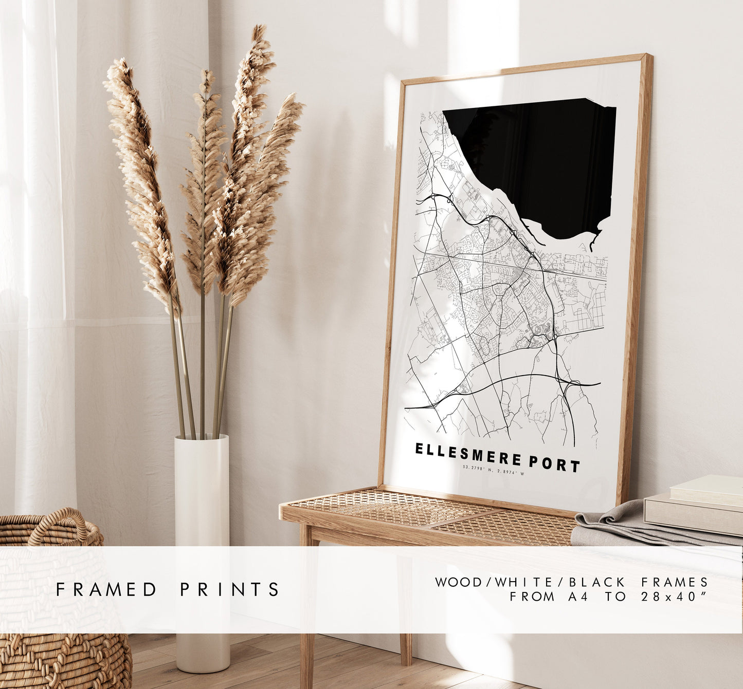Ellesmere Port Map Print - Minimalist City Map Poster - Map Art - UK - Ellesmere Port Print - Ellesmere Poster - Different Colours Available