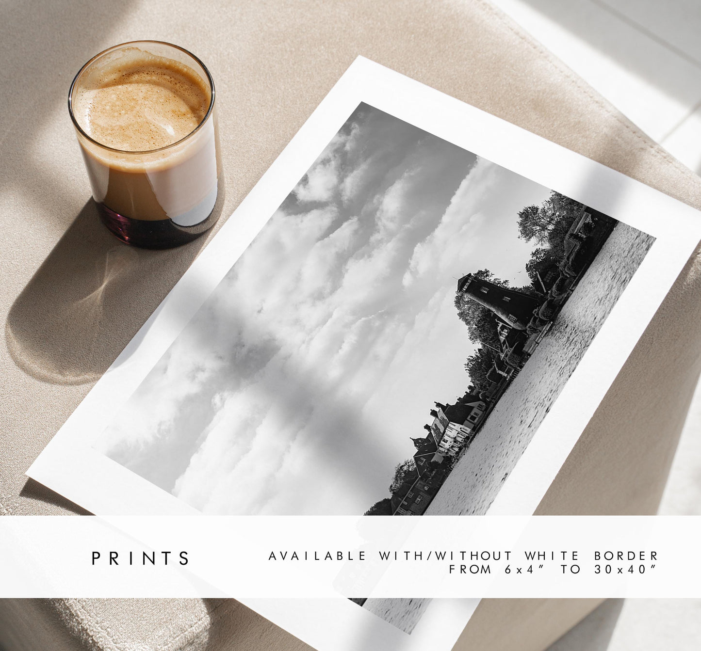 Langstone Black and White Photography Print - Hampshire Photography Prints - Wall Art -  Frame and Canvas Options - Landscape  - UK