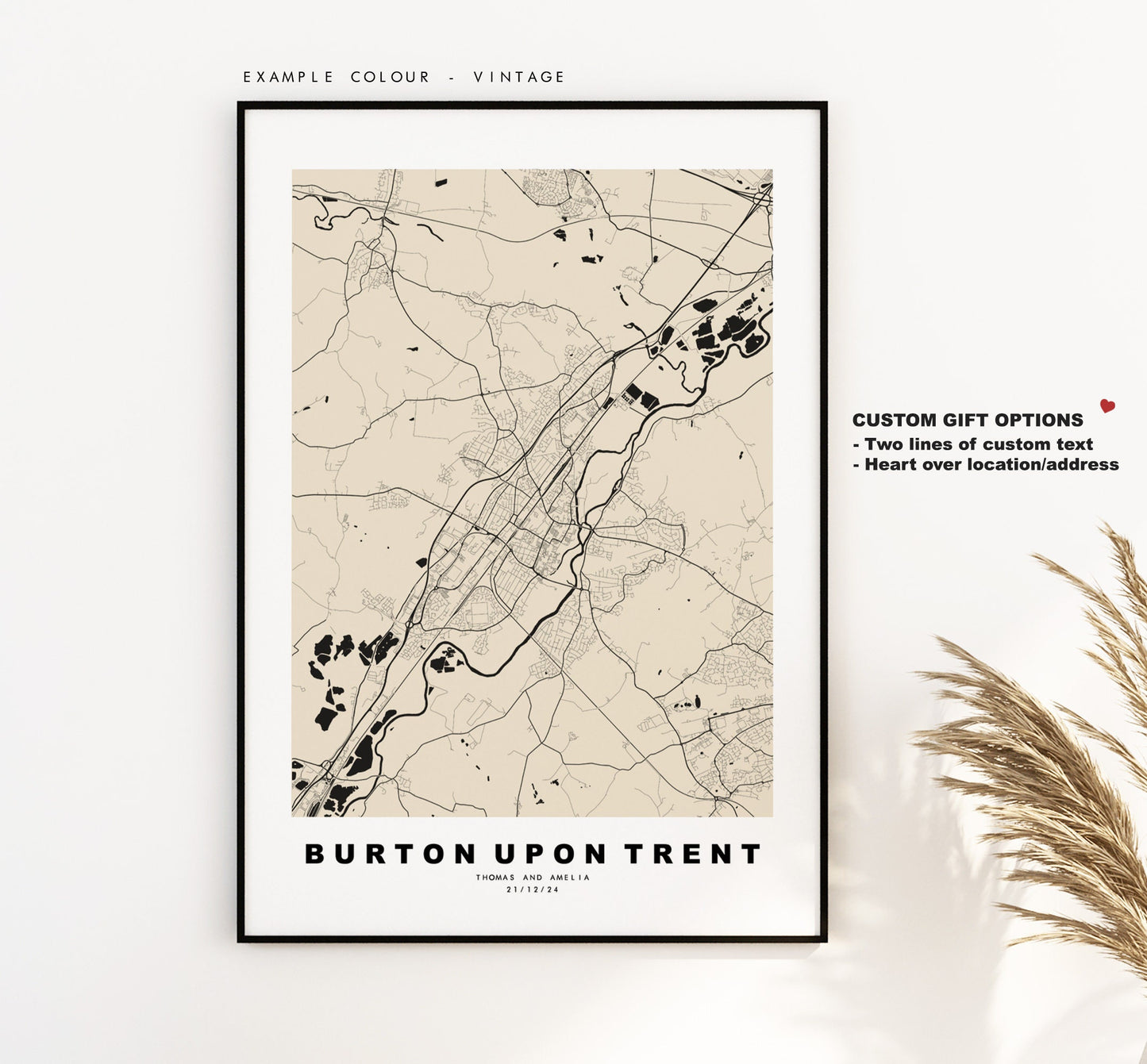 Burton upon Trent Map Print - Minimalist City Map Poster - Map Art - UK - Burton Print - Burton Poster - Different Colours Available