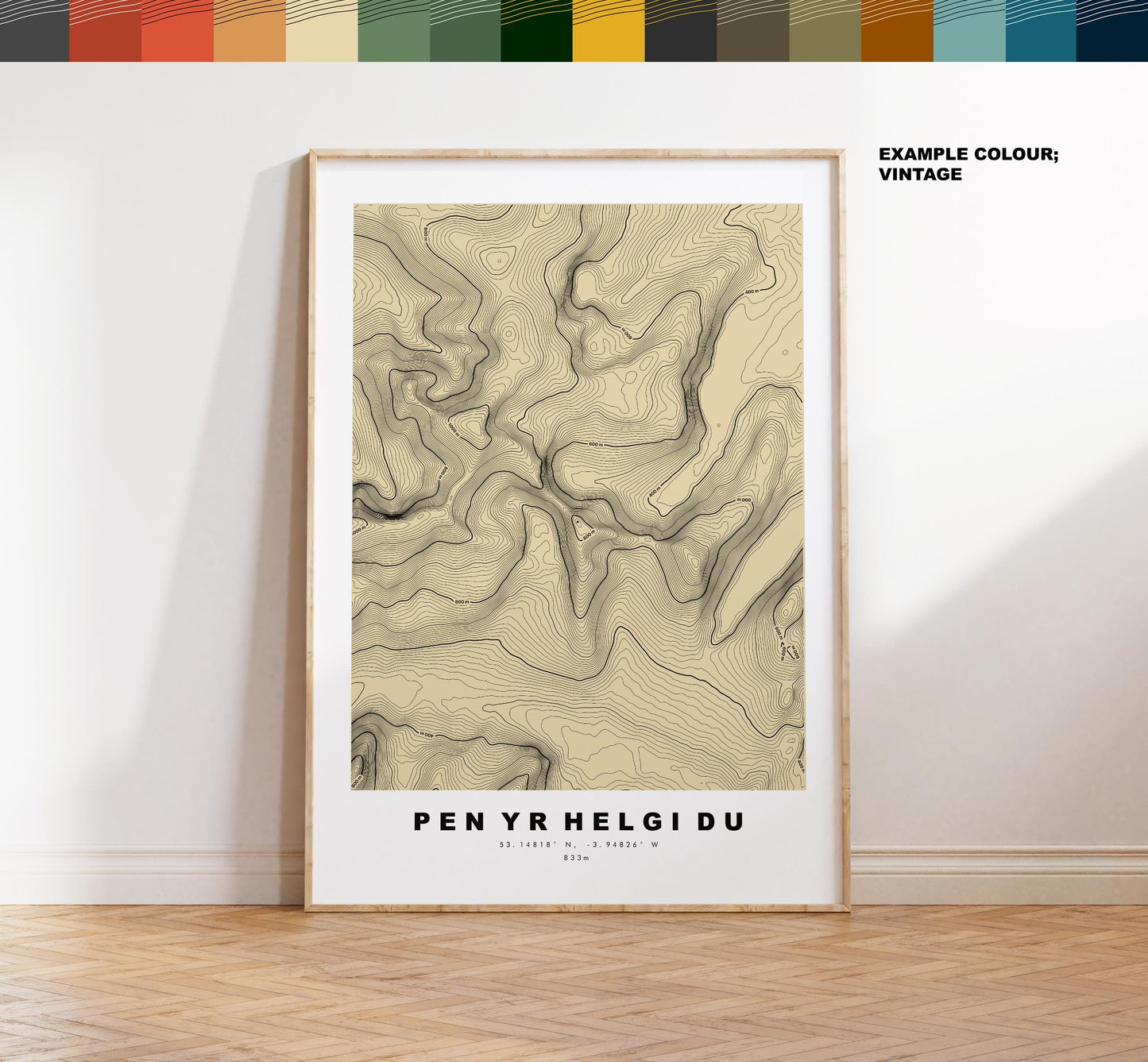Pen Yr Helgi Du Print - Contour Map - Snowdonia - Wales - Topographic Map - Print - Poster - Wall Art -  Pen Yr Helgi Du Poster - Carneddau