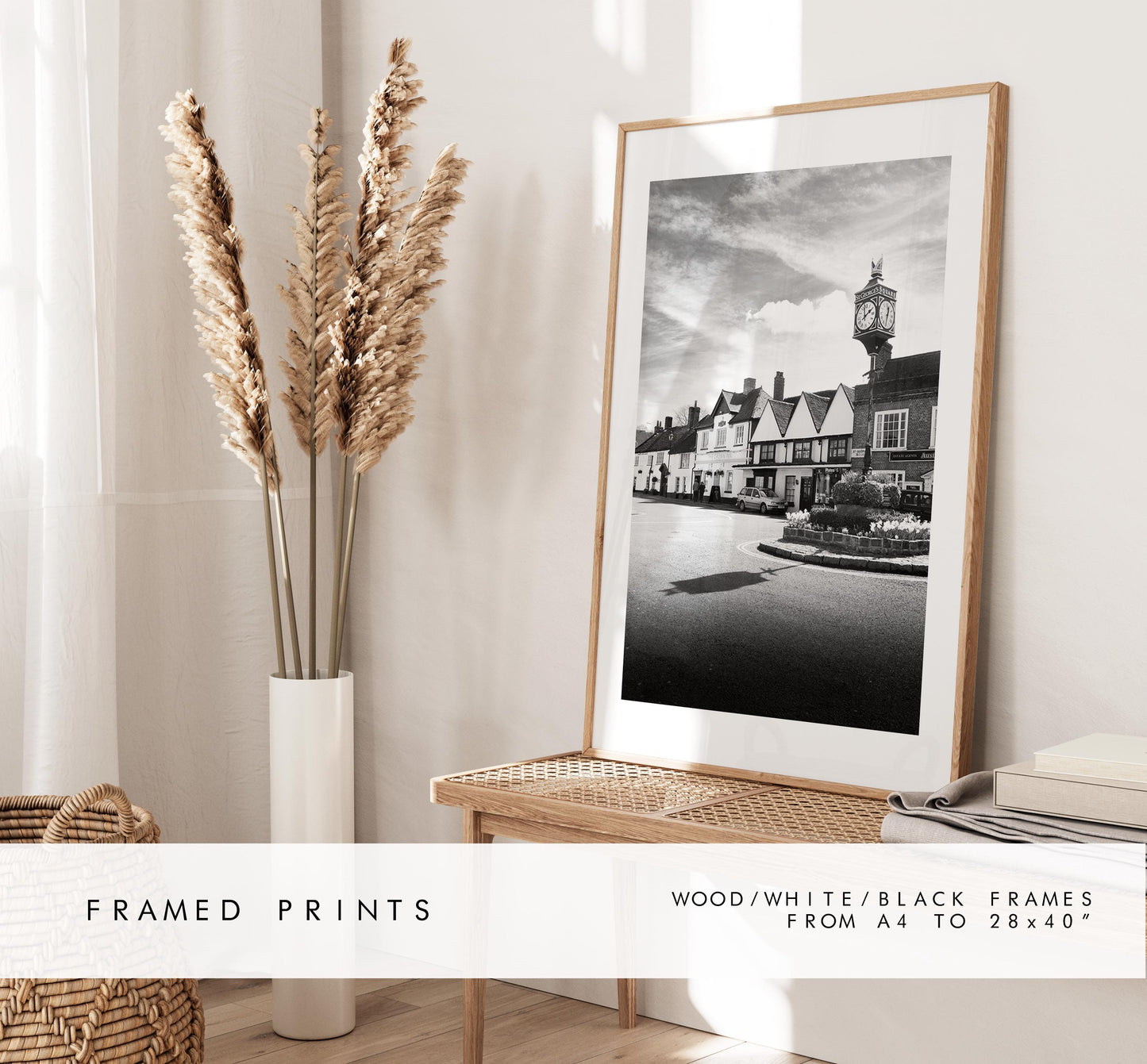 Bishops Waltham Photography Print - Hampshire Photography Prints - Wall Art -  Frame and Canvas Options - Portrait  - UK - BW