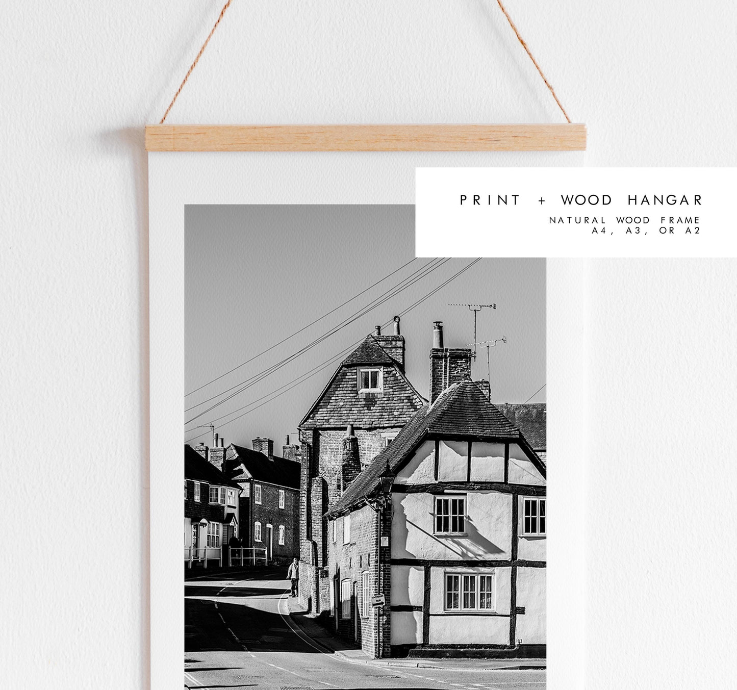 Wickham Photography Print - Hampshire Photography Prints - Wall Art -  Frame and Canvas Options - Portrait  - UK - Black and White