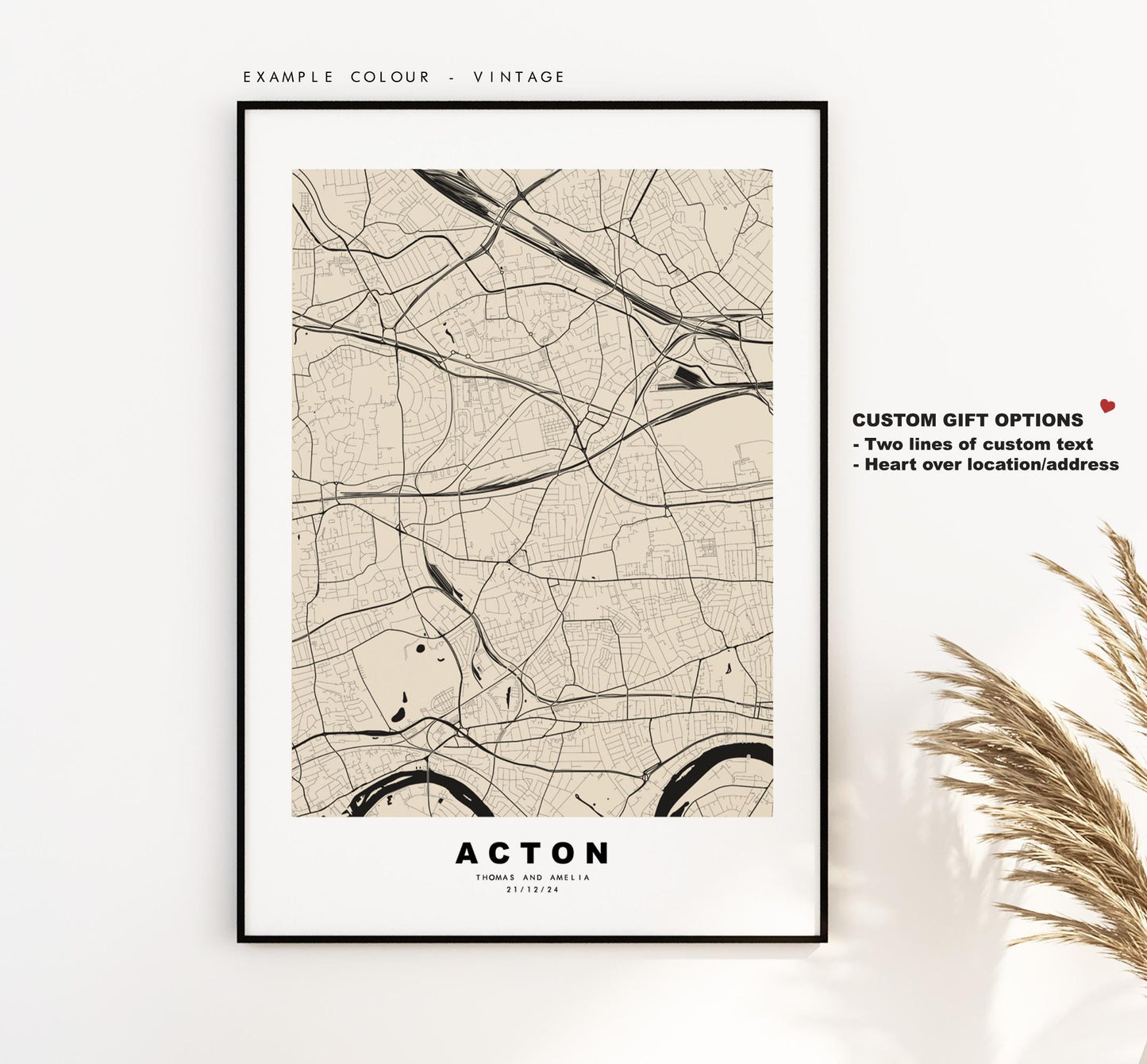 Acton Map Print - Minimalist City Map Poster - Map Art - UK - Acton Print - Acton, London Poster - Different Colours Available