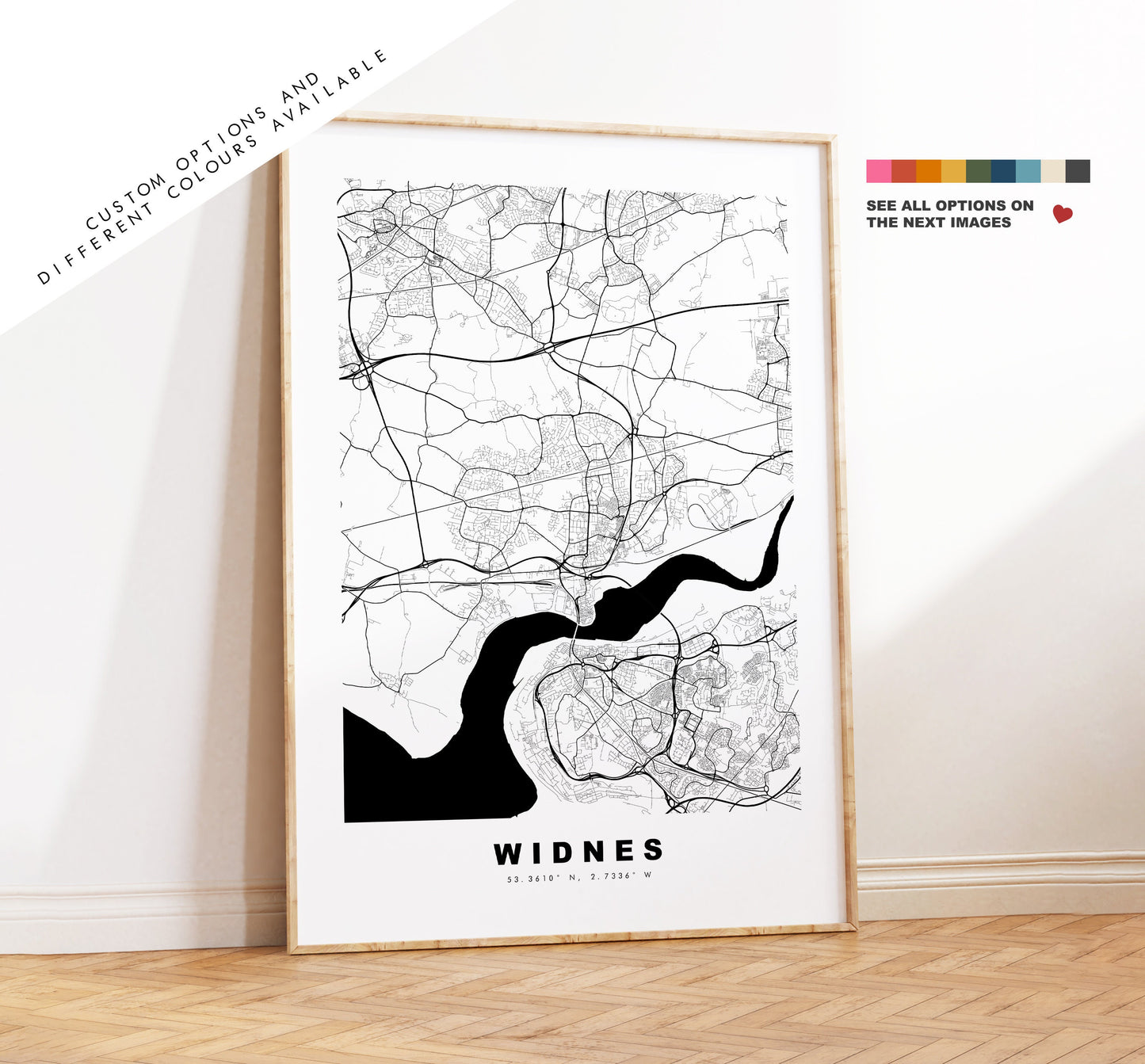 Widnes Map Print - Minimalist City Map Poster - Map Art - UK - Widnes Print - Widnes Poster - Different Colours Available