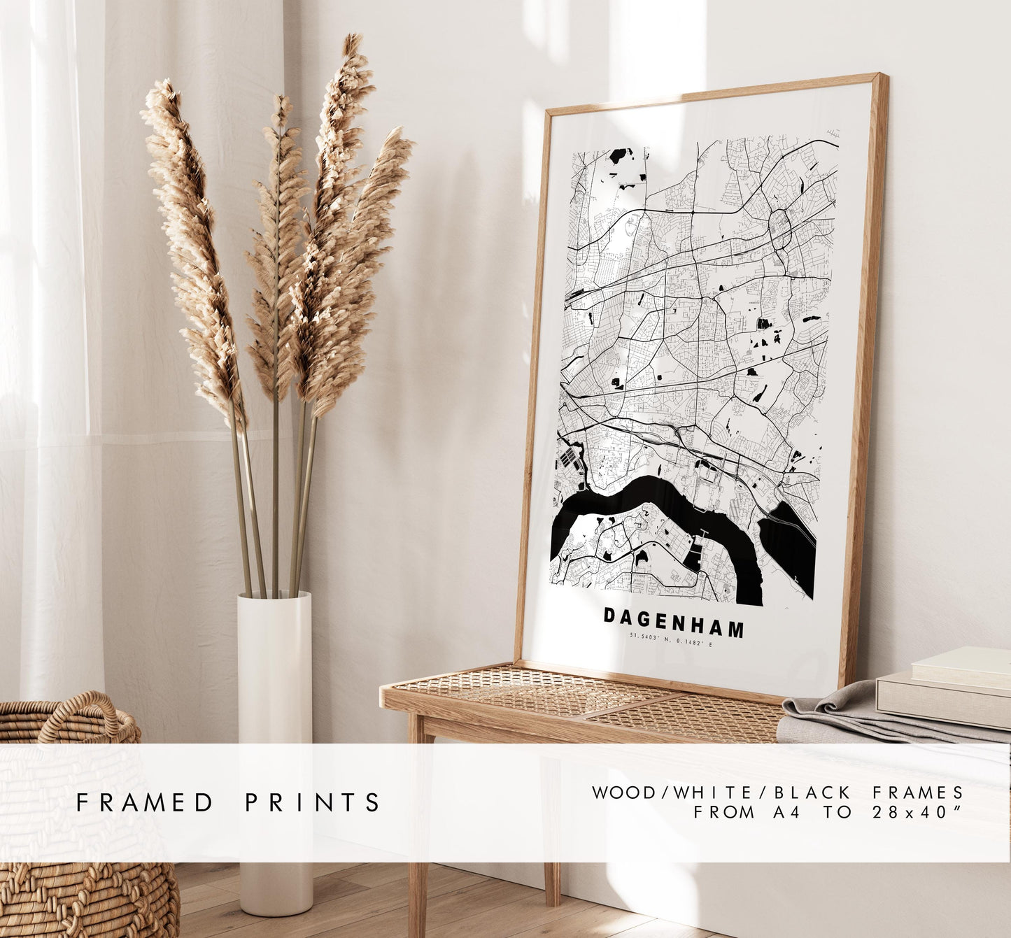 Dagenham Map Print - Minimalist City Map Poster - Map Art - UK - Dagenham Print - Dagenham, London - Different Colours Available