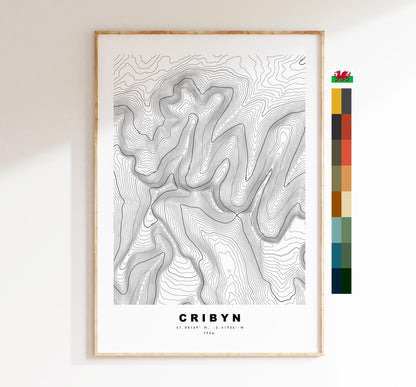 Cribyn Print - Contour Map - Cribyn, Brecon Beacons - Wales - Topographic Map - Wall Art - Cribyn Contour Map - Topography