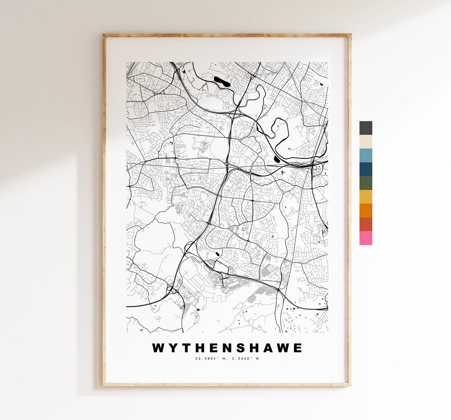 Wythenshawe Map Print - Minimalist City Map Poster - Map Art - UK - Wythenshawe Print - Wythenshawe Poster - Different Colours Available