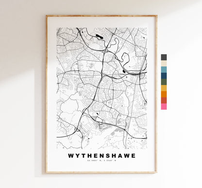 Wythenshawe Map Print - Minimalist City Map Poster - Map Art - UK - Wythenshawe Print - Wythenshawe Poster - Different Colours Available