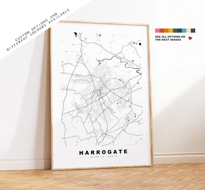 Harrogate Map Print - Minimalist City Map Poster - Map Wall Art - UK - Harrogate Print - Harrogate Poster - Different Colours Available