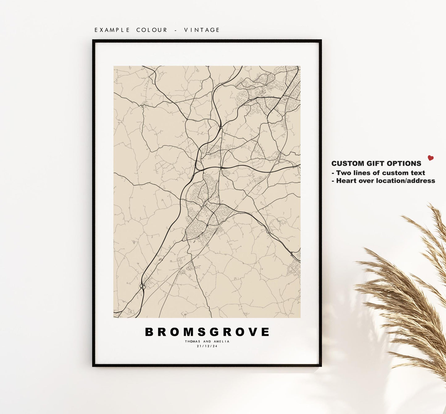 Bromsgrove Map Print - Minimalist City Map Poster - Map Art - UK - Bromsgrove Print - Worcestershire - Different Colours Available