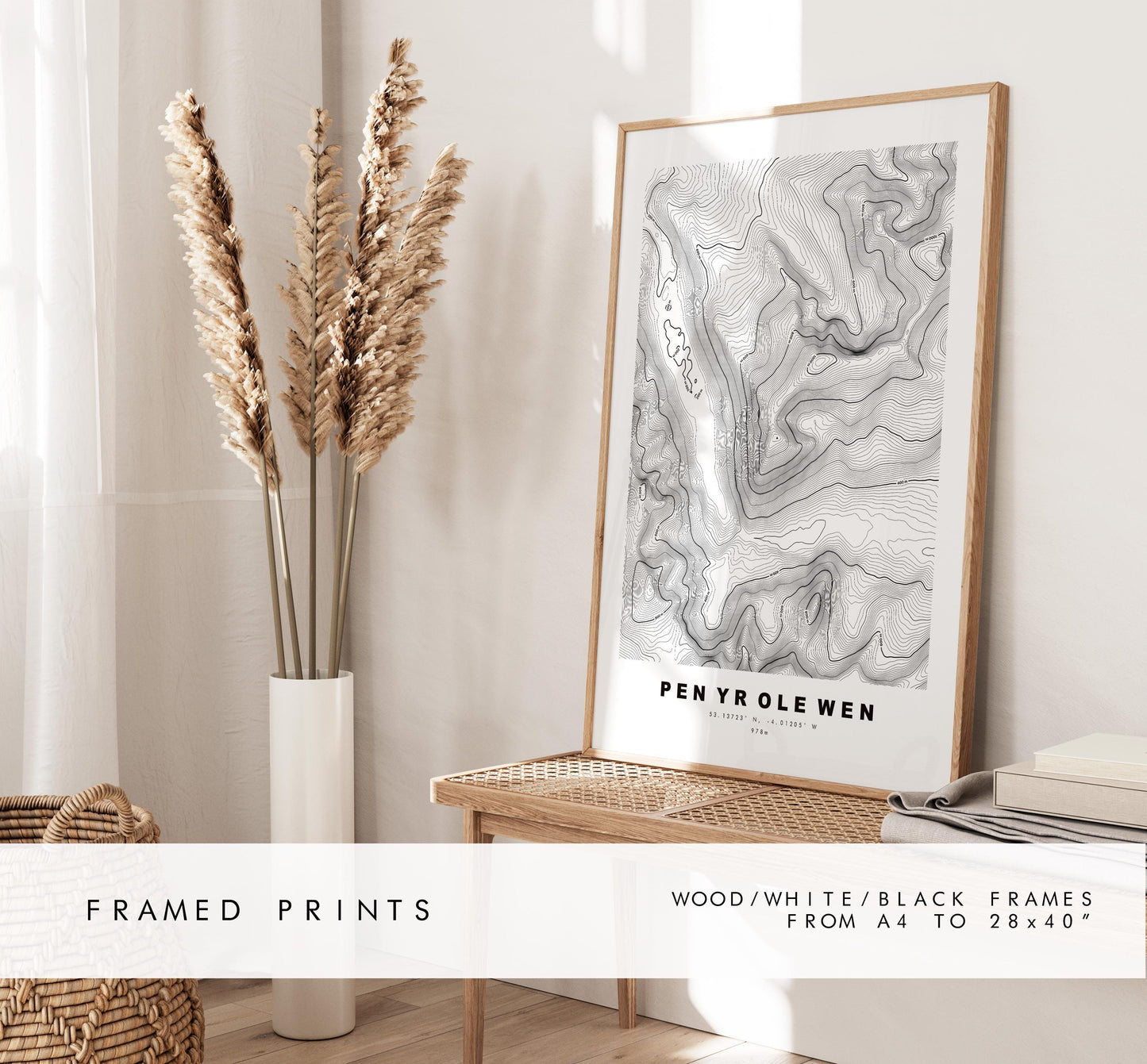Pen Yr Ole Wen Print - Contour Map - Snowdonia - Wales - Topographic Map - Print - Poster - Wall Art - Pen Yr Ole Wen Poster - Topography