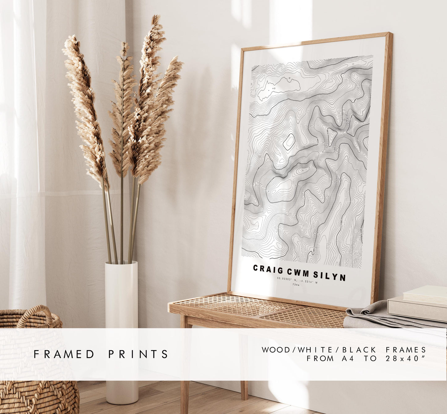 Craig Cym Silyn Print - Contour Map - Craig Cym Silyn Poster - Wales - Topographic Map - Print - Poster - Wall Art - Nantlle Ridge