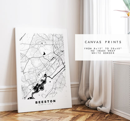 Beeston Map Print - Minimalist City Map Poster - Map Art - UK - Beeston Print - Beeston Poster - Different Colours Available