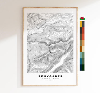 Penygader Print - Contour Map - Snowdonia - Wales - Topographic Map - Print - Poster - Wall Art - Penygader Poster - Cadair Idris