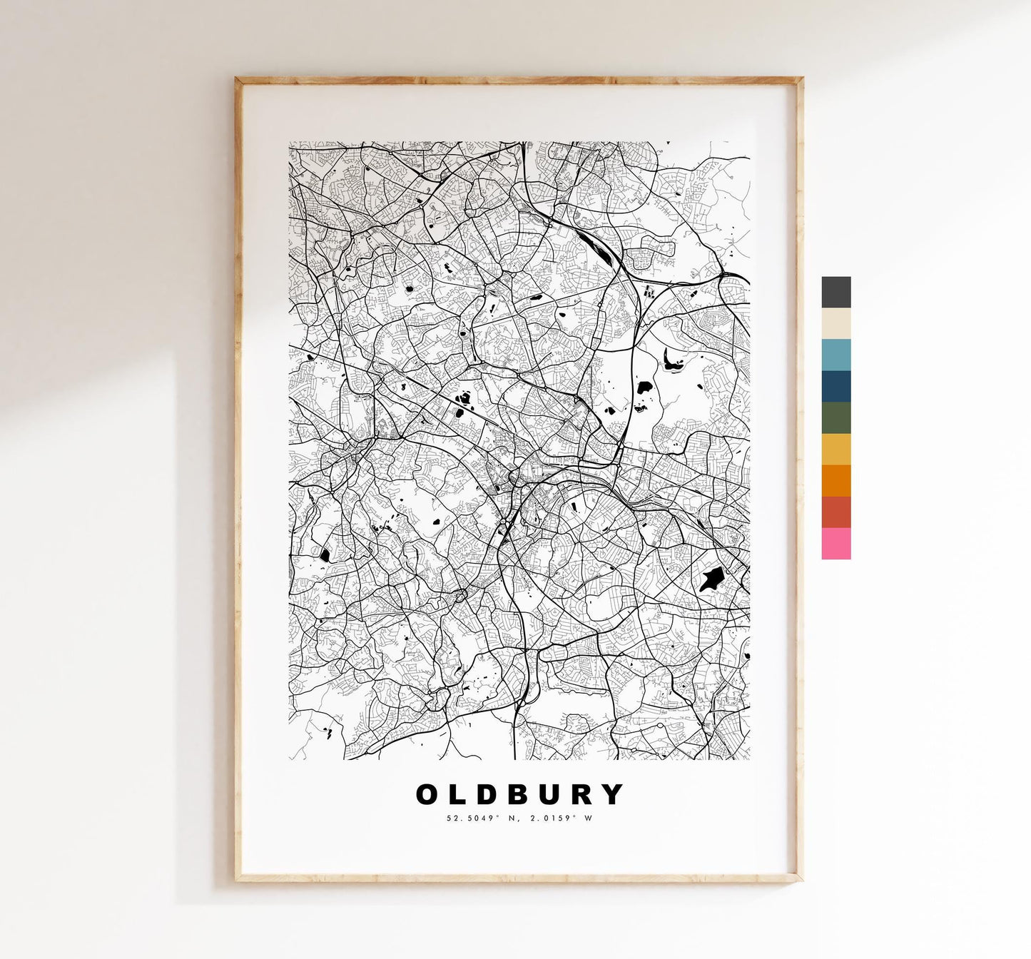 Oldbury Map Print - Minimalist City Map Poster - Map Art - UK - Oldbury Print - Oldbury, West Midlands - Different Colours Available